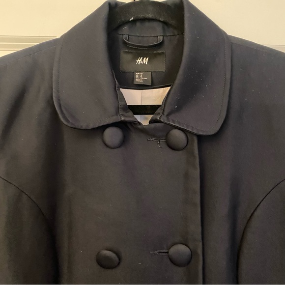 H&M Navy Blue Double breasted coat - Picture 3 of 11